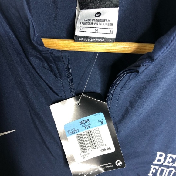 Nike Mens Full Zip Running Windbreaker Jacket Blue Size Medium NWT Berkley Logo - Picture 6 of 6